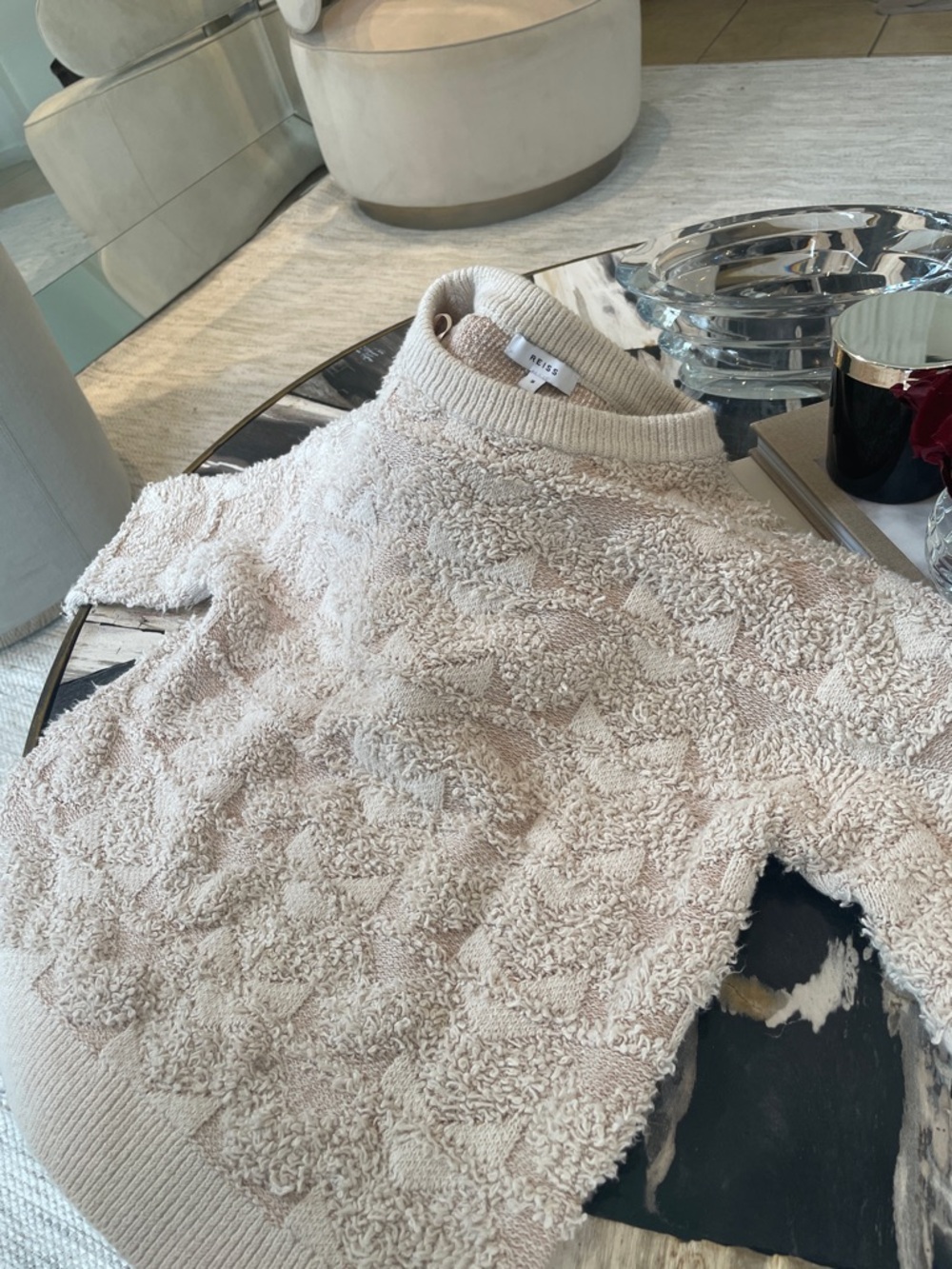 Reiss Cream Textured  Sweater